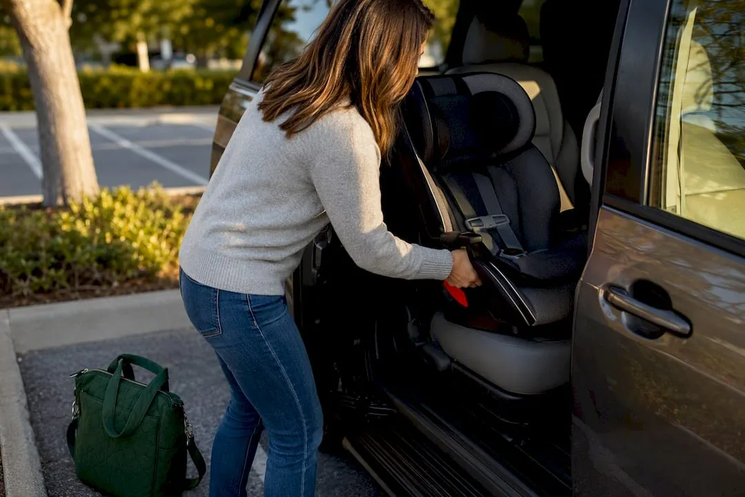 Child seat loaded through sliding door