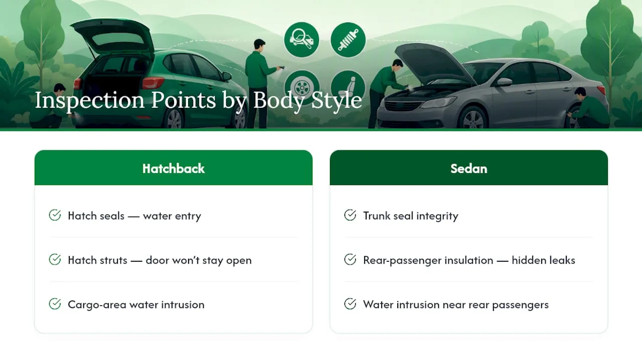 Hatchback and sedan inspection point comparison